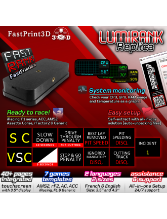 FastRank Afficheurs écran 3.5" et 4.3" Plug And Play Simracing Contrôlé par SimHub