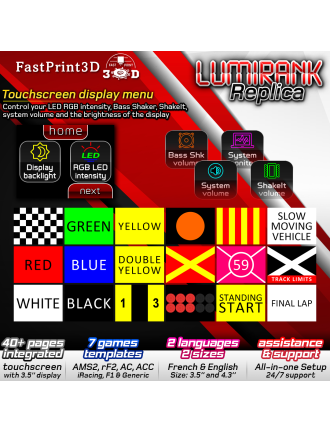 FastRank Afficheurs écran 3.5" et 4.3" Plug And Play Simracing Contrôlé par SimHub