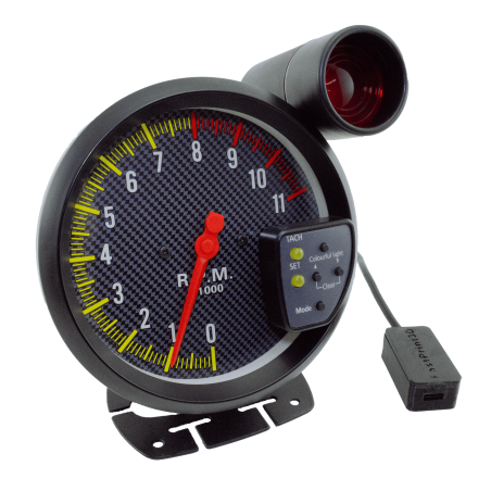 Schwarzes Karbon RPM-Messgerät Tachometer 11.000 U/min 125 mm Gesteuert SimHub SimRacing Plug & Play
