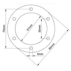 Distanziale per volante 70 mm spessore 10/20/30/40/50/60